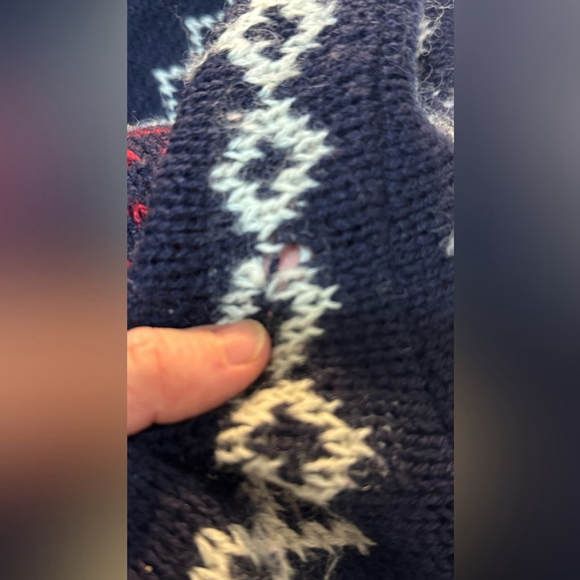 REI Vintage Cardigan Sweater Red White Blue Fair Isle Nordic Wool - Picture 6 of 6